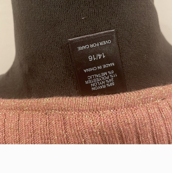 Deep Front V-neck pink metallic glitter Knitted pink Sweater - Picture 8 of 8